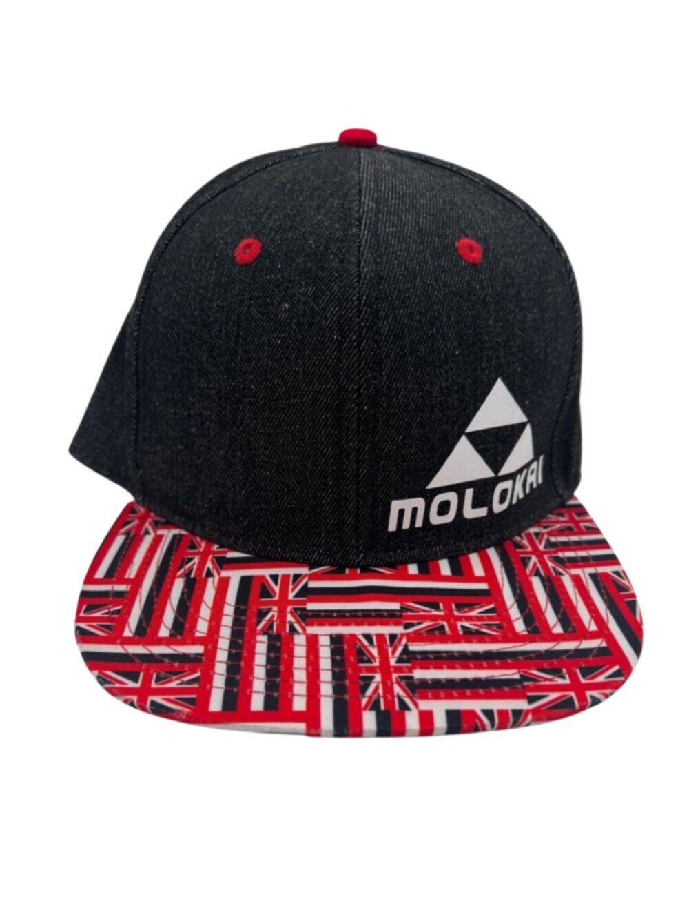 Double Portion Supply Molokai Hawaiian Flag Black Red Baseball Hat Cap Snapback